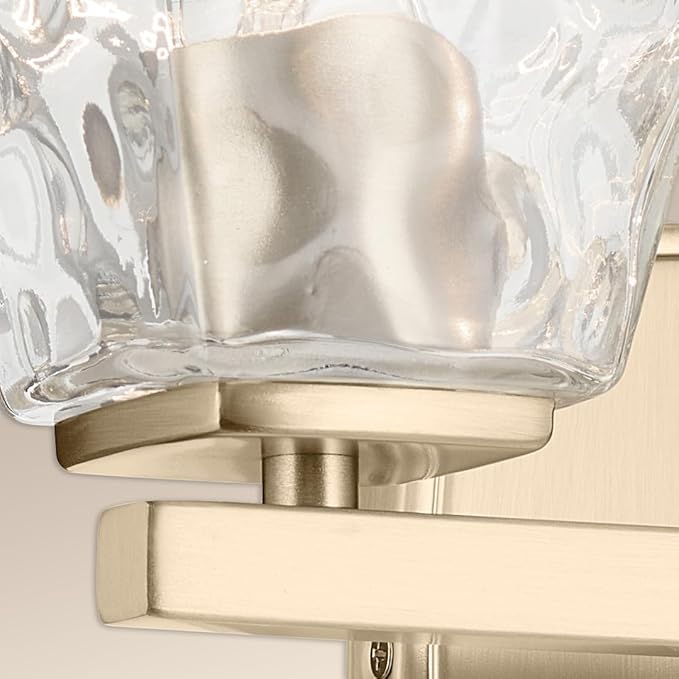 Kichler Marant 14.25" 2-Light Bathroom Vanity Light Fixture with Clear Water Glass in Champagne Bronze for Powder Room Over Mirror (14.25" W x 9.5" H), 55215CPZWTR