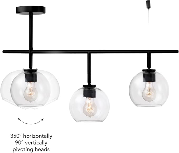 Globe Electric Mika 3-Light Track Lighting, Matte Black, Bulb Not Included