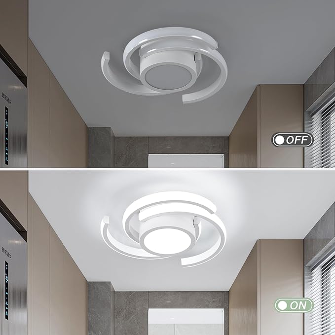 ADISUN LED Modern Ceiling Light,6000K Semi Flush Mount Ceiling Light Fixture,Unique White Ceiling Lights Fixtures for Living Room Bedroom Corridor Aisle Hallway Indoor Ceiling Lamp (D11 in*H3.9 in)