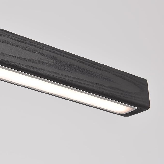 YISDESIGN 47" Black Linear Pendant Light Wooden Led Linear Pendant Light Fixtures Ceiling Hanging Dimmable Pendant Lights for Dining Room Kitchen Island Pool Table Lights Black Wood Finish