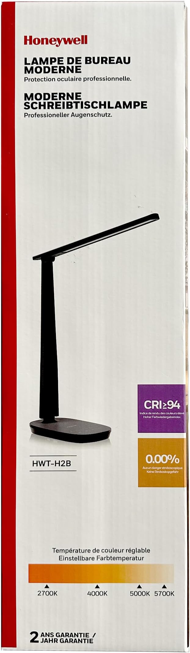 Honeywell LED Desk Lamp for Home Office, Eye-Caring Light with 4 Color Modes & Touch Control, USB A+C Charging Ports, Adjustable Rotating Head with Timer for Reading, Bedroom & Small Desks
