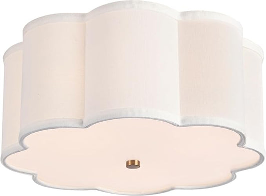 Bargeni Flush Mount Ceiling Light,13-inch Drum Ceiling Light Fixture,Light Fixtures Ceiling Mount with Cream White Fabric Shade, 3-Light Flush Mount Light Fixture for Nursery Kids Room,Bedroom,Hallway