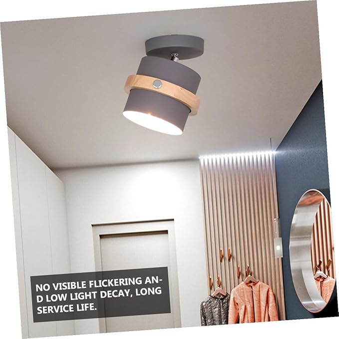 Uonlytech Minimalist Wooden LED Ceiling Light White Light Energy-Saving Corridor Lamp for Bedroom Living Study Home Decor