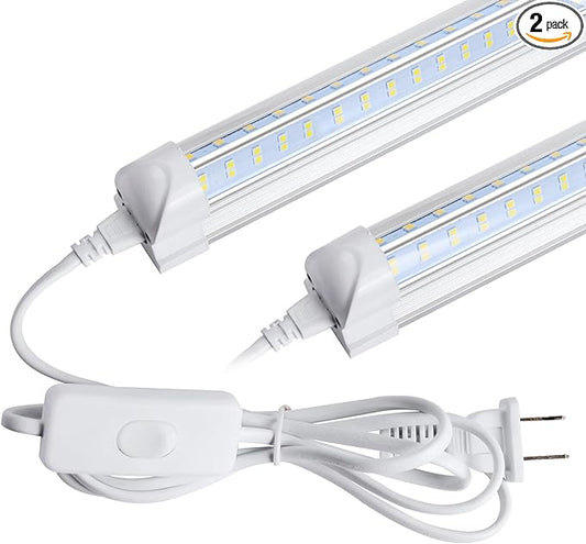 AQIQUUT Led Shop Light 2ft, Led Shop Light,25W 6500K 3200LM Clear Cover,T8 LED Light Fixture,Ceiling and Utility Shop Lights, Linkable Light Fixture for Room, Garage, Workbench, Warehouse(2-Pack)