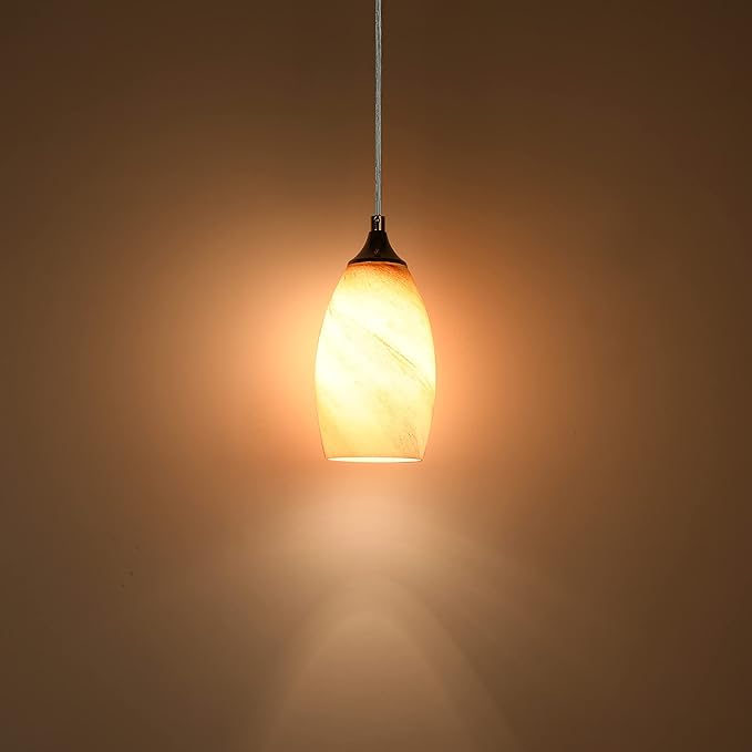 Leading Lighting 4.7" Handblow Art Glass Lamp Shade Pendant Ceiling Chandelier Wall Sconce Light Replacement Oval Glass Shade Fixture (Orange 3 Pack)
