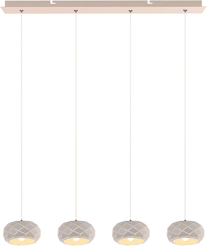Crust 4 Mini Pendant Lighting White - LED Hanging Light Fixture for Kitchen Island, Bar, Foyer - Cluster Pendants - Dimmable, Adjustable Wire, Lamp Bulb Included
