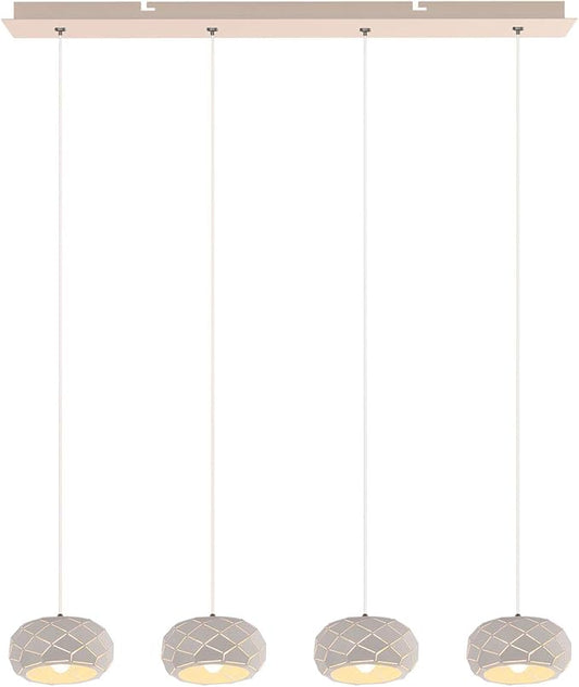 Crust 4 Mini Pendant Lighting White - LED Hanging Light Fixture for Kitchen Island, Bar, Foyer - Cluster Pendants - Dimmable, Adjustable Wire, Lamp Bulb Included