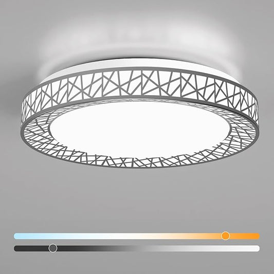 Lightania 18 Inch Flush Mount Ceiling Light, Modern Brushed Nickel LED Ceiling Light Fixture, 35W 3500LM 2700-6500K Adjustable, Dimmable Ceiling Lights for Bedroom, Kitchen, Hallway, Bathroom, ETL