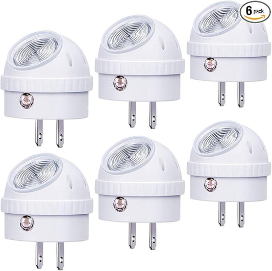 Emotionlite Plug-in Night Lights, Warm White LED Nightlight, 360° Rotation, Dusk to Dawn Sensor, Kids, Adult, Bedroom, Hallway, Bathroom,Kitchen, Stairways, Corridor, 6 Pack