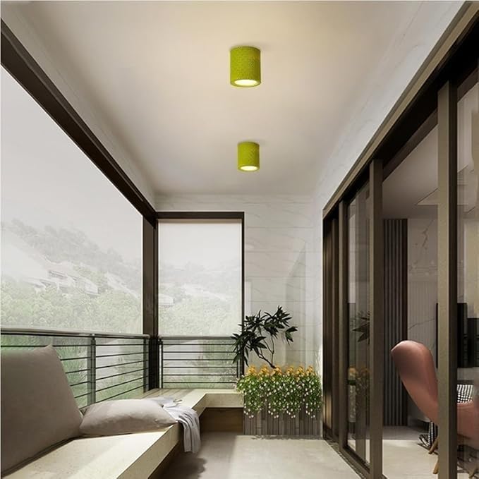 5.5 Inch Mini Nordic Resin Flush Mount Ceiling Light Cream Color Modern Minimalist Downlight Fixture for Bedroom Living Room Kitchen Hallway Restaurant(Yellow)
