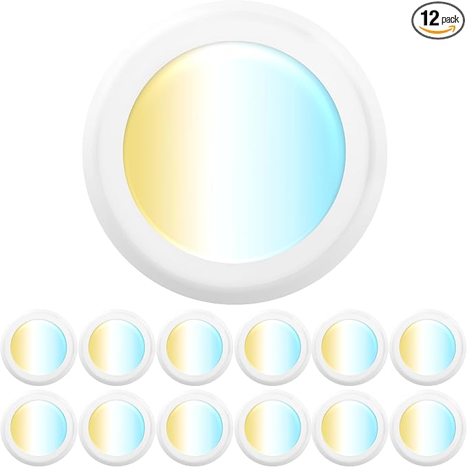 Sunco 12 Pack 6 Inch Disk Lights LED, Flush Mount Disc Recessed Ceiling Can Lighting, 1500 LM, 18W=100W, Selectable CCT 2700K/3000K/4000K/5000K/6000K, Dimmable, Wet Rated, High Output Lumens ETL.