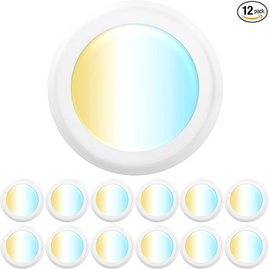 Sunco 12 Pack 6 Inch Disk Lights LED, Flush Mount Disc Recessed Ceiling Can Lighting, 1500 LM, 18W=100W, Selectable CCT 2700K/3000K/4000K/5000K/6000K, Dimmable, Wet Rated, High Output Lumens ETL.