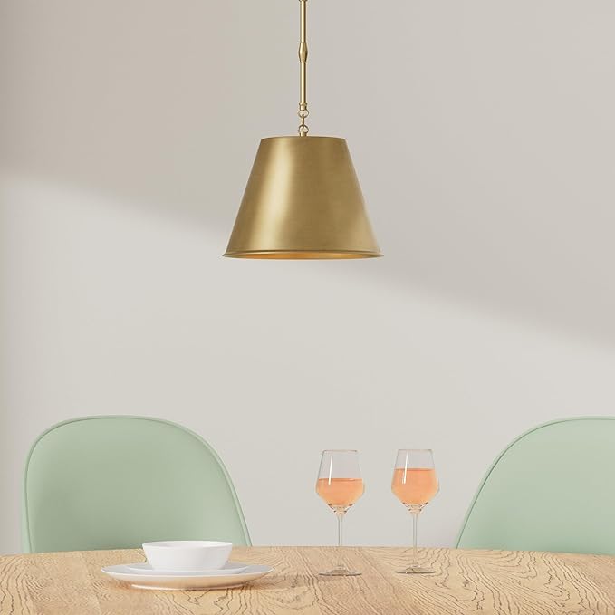 Savoy House 7-232-1-322 Alden Traditional Metal Cone Pendant, 1-Light 60 Watt, 9" H x 12" W, Warm Brass