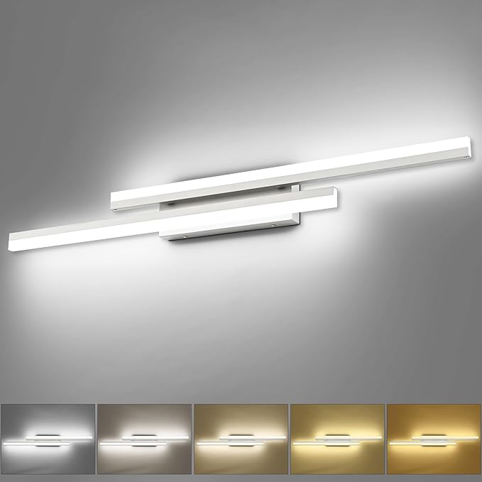 PRESDE 40" LED Bathroom Vanity Light, Modern Brushed Nickel Wall Bar Fixture Over Mirror 5CCT