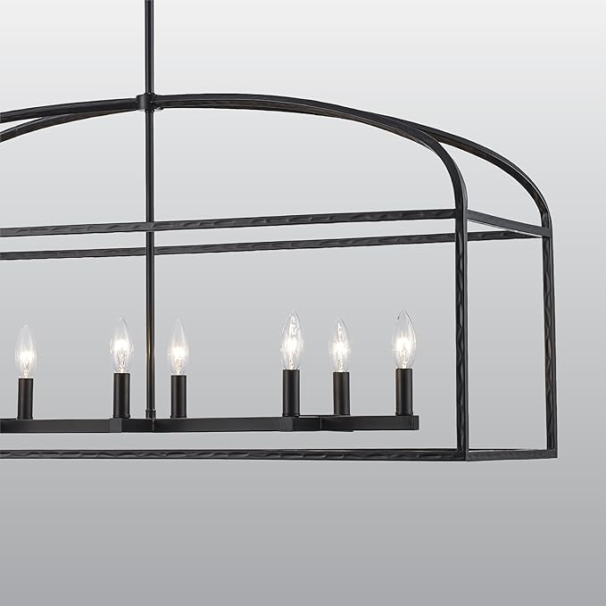 Asher Hamilton AHP-210BK Montclair 40 Inch Pendant Light | Adjustable 18.9 to 57.6 Inch Height | E12 Candelabra Base | Dry Rated for Indoor Use Only | Black Finish (Black, 8-Light Chandelier)