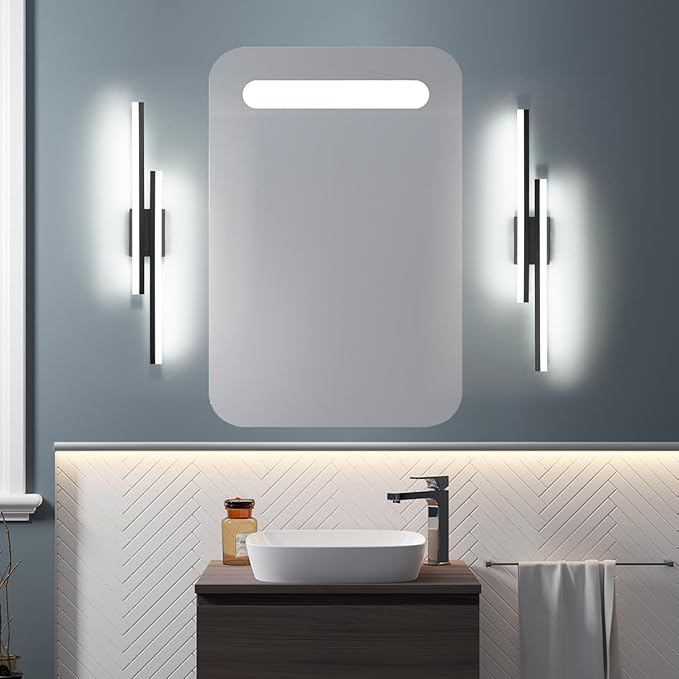 PRESDE 32 Inch LED Vanity Light Black Bathroom Light Fixtures Over Mirror Modern Bath Lighting Bar 5CCT