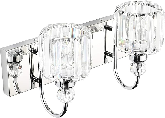Ralbay Modern Bathroom Vanity Light - 2-Light Crystal Wall Fixture for Bathroom
