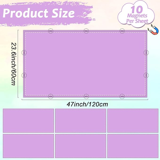 Wiooffen 6 Pcs Fluorescent Light Covers with 60 Magnets Decorative for Classroom Ceiling Light 4x2 Feet Magnetic Filter Easy Install for Office Hospitals & Home Drop Ceiling Supplies(Purple)