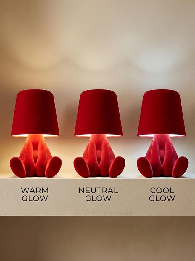 Bedside Touch Control Table Lamp, Golden Decor Thinker Statue LED Table Lamp with USB Port, 3 Way Dimmable Modern Night Light Nightstand Lamp for Home Living Room Office Shelf Decor (red-C)