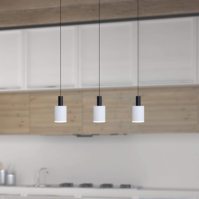 Virgo 3 Mini Pendant Lighting Black-White - LED Hanging Light Fixture for Kitchen Island, Bar, Foyer - Cluster Pendants - Dimmable, Adjustable Wire, Lamp Bulb Included