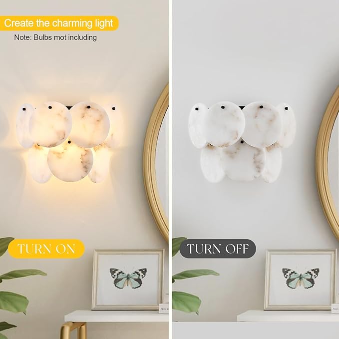 Modern Alabaster Sconce Lighting for Living Room, Contemporary Wall Sconces, Marble Sconce Wall Light Fixtures for Bedroom Entryway Bathroom, 1 Pack