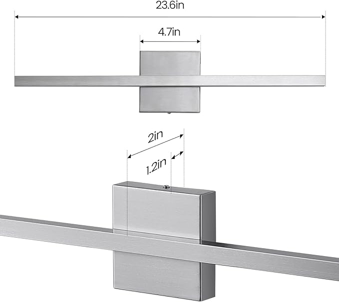 Epinl Brushed Nickel Vanity Light for Bathroom - 23.6inch Bathroom Vanity Light Fixture Dimmable 5CCT Modern Bathrooms Sconce 18W LED Bathrooms Wall Lighting Fixture Over Mirror