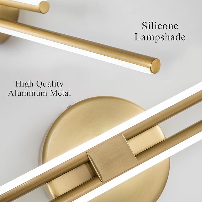 EDISLIVE Dimmable Modern LED Vanity Light Fixtures Bathroom Vanity Wall Lighting, 23.6 in Mirror Vanity Lighting Fixtures for Bathroom Bedroom Makeup Living Room, Gold