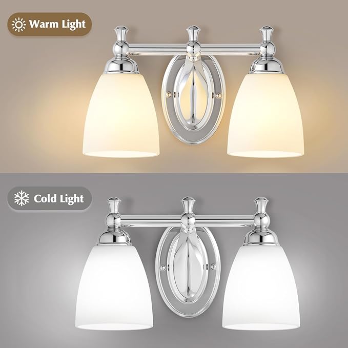 EJIAXIN Bathroom Vanity Lights Over Mirror, 2 Light Bath Vanity Light Modern Chrome Bathroom Lighting Vanity Light Vintage Style for Living Room Cabinet Bedroom Restroom