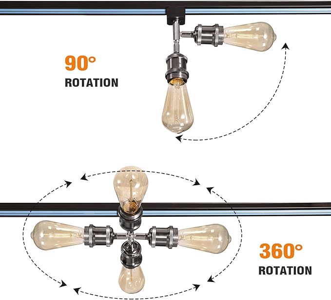 H Type Track Lighting Heads E26 Track Light Heads Modern Pendant Track Lighting Fixtures Ceiling with Glass Lamp Shade for Kitchen, H Track Lighting Rail System Compatible, 4 Pack (No Bulbs)