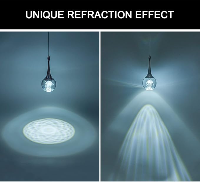 CHYING Pendant Lights Kitchen Island Chrome Modern LED Pendant Light Globe Jellyfish Pendant Lighting Mini Crystal Hanging Light for Dining Room Bathroom Bedroom Bar 6000K Cool White