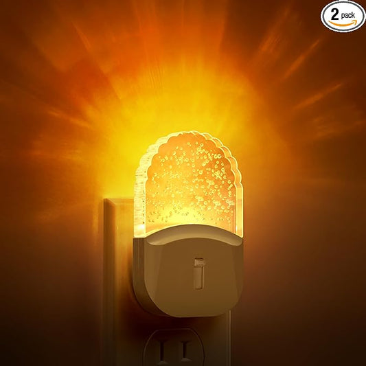 DORESshop Night Lights Plug Into Wall [2 Pack], Amber Warm Night Light, 1800K, Dusk to Dawn Sensor, Adjustable Brightness LED Night Light for Bathroom, Hallway, Stairway