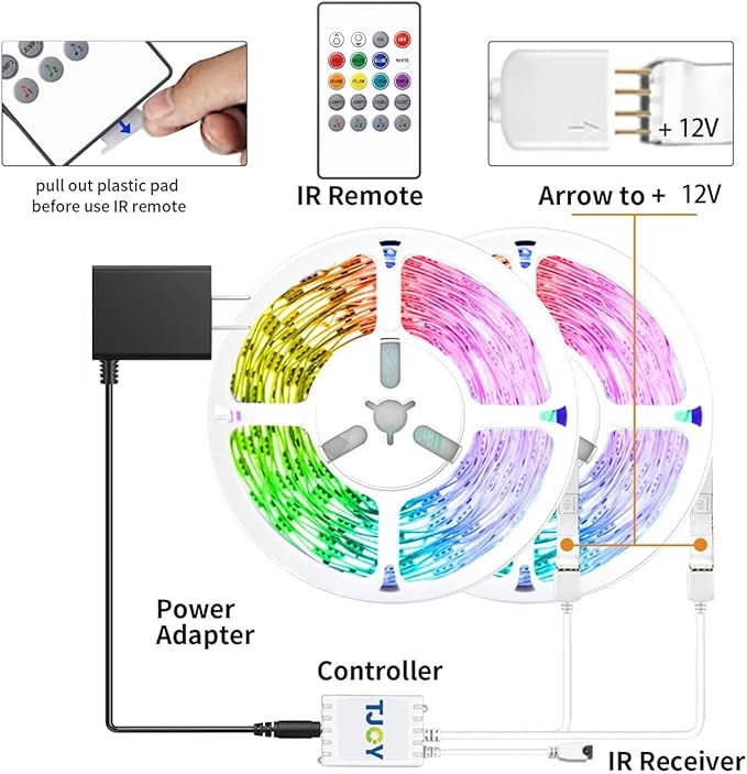 TJOY 16.4FT Smart Led Strip Lights for Bedroom, Compatible with Alexa and Google Assistant, RGB Color Changing, Wireless Music Sync Led Lights for Room Decor(APP+Remote+Voice)
