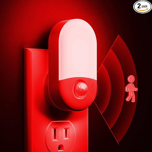 L LOHAS LED Red Night Light Plug in, Motion Sensor Night Light for Kids, Sleep Aid Red Nightlight, 30/60LM, Motion Activated Night Lights for Bathroom, Hallway, 2 Pack