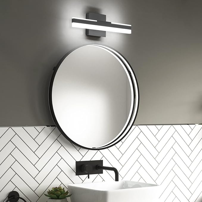 Joossnwell Bathroom Vanity Light Fixtures 15.74 Inch Long Modern LED Vanity Lights Indoor Sconces Wall Lighting for Bathroom Above Mirror Cool White 14W 5500K Matte Black
