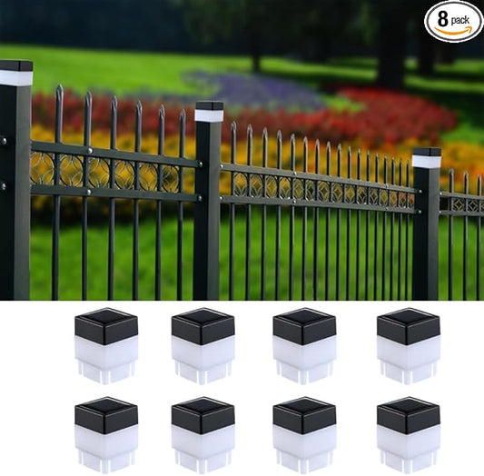 Solar LED Fence Post Cap Light 2x2 Inch (5x5cm) - for Wrought Iron, Aluminum & Garden Fences, Waterproof Outdoor Solar Lights(White Light) (8)