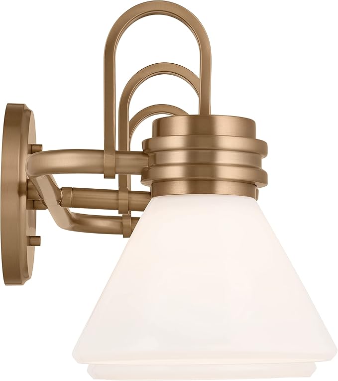 Kichler Farum 26" 3-Light Bathroom Vanity Light Fixture with Opal Glass in Champagne Bronze for Mirror, Modern Wall Mount Over Single or Double Vanity (26" W x 9.5" H), 55155CPZ