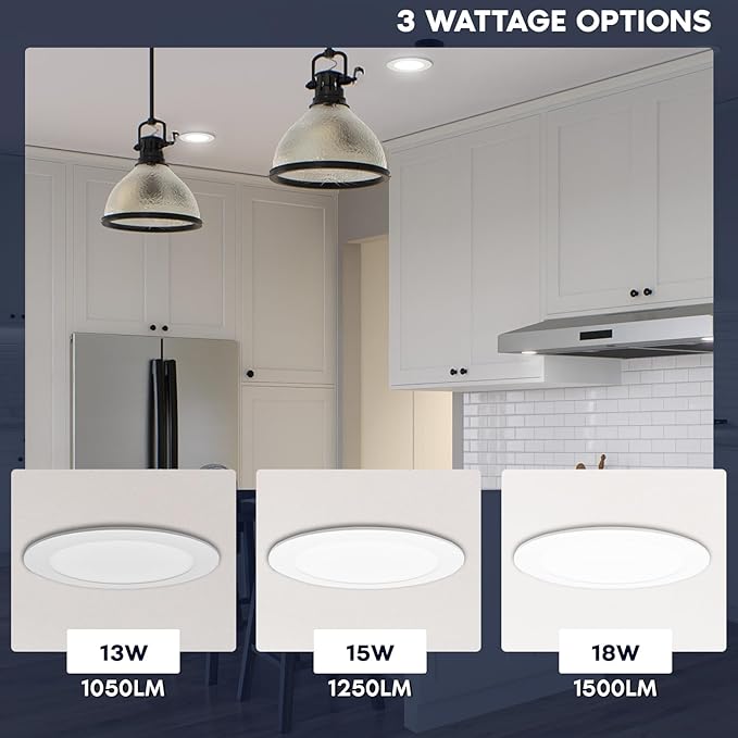 LUXRITE 8-Inch LED Recessed Light with J-Box, Canless Mini Panel Spotlight, 5CCT 2700K-5000K, 13/15/18 Watts, 1050/1250/1500 Lumens, CRI90, Dimmable, 120-277V, IC Rated, Wet Rated, ETL Listed