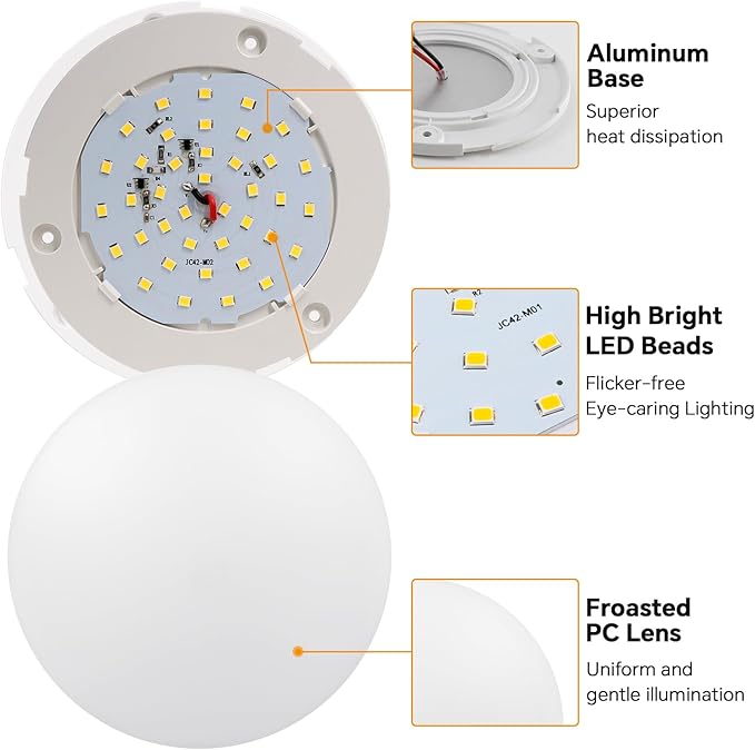 acegoo 12V LED Ceiling Dome Light, RV Interior Puck Light, 12 Volt Overhead Panel Light for Motorhome Travel Trailer Camper Van Boat, CRI 90+ Surface Mount DC 12V 6-Pack (4000K Neutral White)