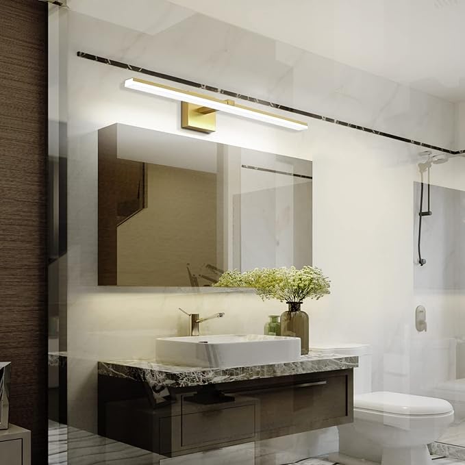 ZUZITO LED Vanity Light Gold Modern 30 inch Bathroom Lighting Fixtures Over Mirror Dimmable Bath Wall Lights Bar