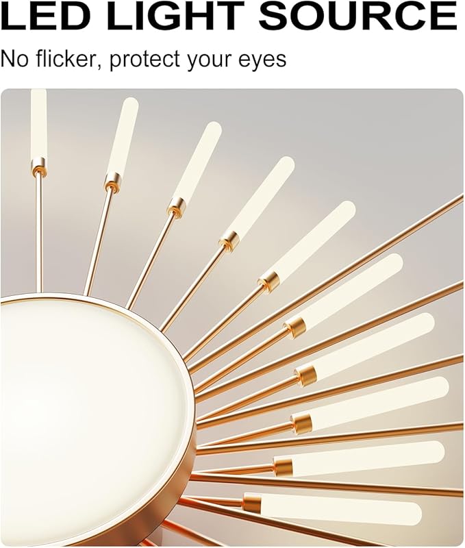 Ceiling Light Modern LED Ceiling Lamps,Flower Shape Ceiling Lights,Flush Mount Chandelier,Metal Acrylic Ceiling Lamps,Living Room Light Fixtures Ceiling for Bedroom,Dining Room(Gold,28+1 Heads)