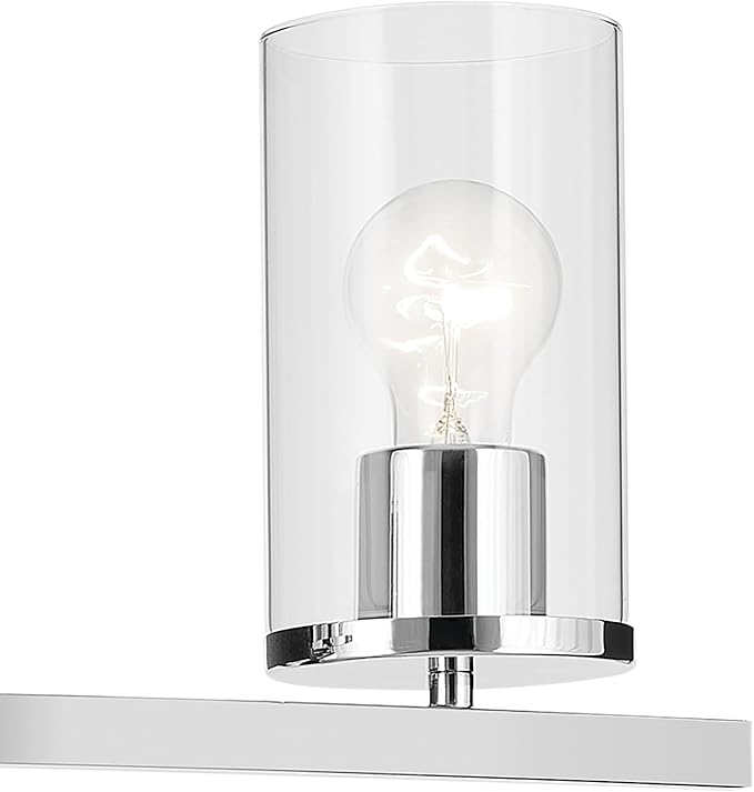 Kichler Crosby 4.5" 1-Light Wall Sconce Bathroom Light Fixture with Clear Glass in Chrome for Bathroom, Powder Room, Hallway, Kitchen, Bedroom (4.5" x 9.25"), 45495CHCLR