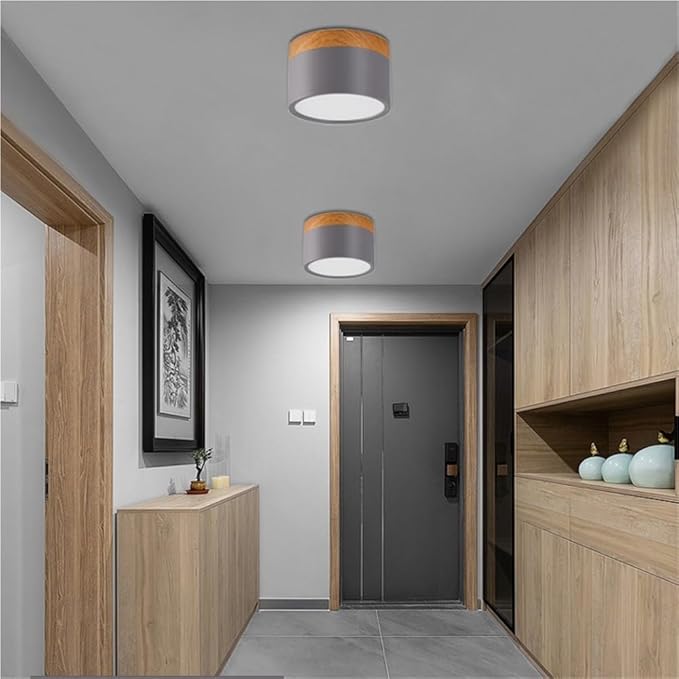 KISAD Nordic Modern and Minimalism Ceiling Lights Macaron Color Semi Flush Mount Ceiling Light Cylindrical Ceiling Light Fixture for Bedroom(Gray)