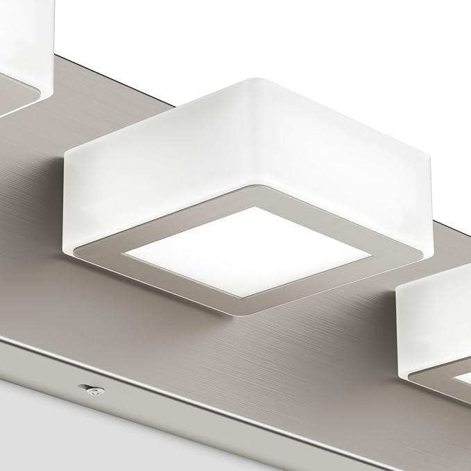 Ralbay Brushed Nickel Bathroom Vanity Lights Metal Acrylic LED Modern Bathroom Wall Lighting Fixtures Brushed Nickel