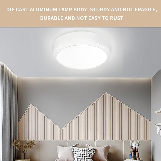 Flush Mount Ceiling Light, Die-Cast Aluminium Fully Sealed Moisture Resistant Light, Modern Minimalist Wall Sconce.11 Inch, 20W, 3000K, IP65 Rainproof, for Walls or Ceilings in Wet Areas.