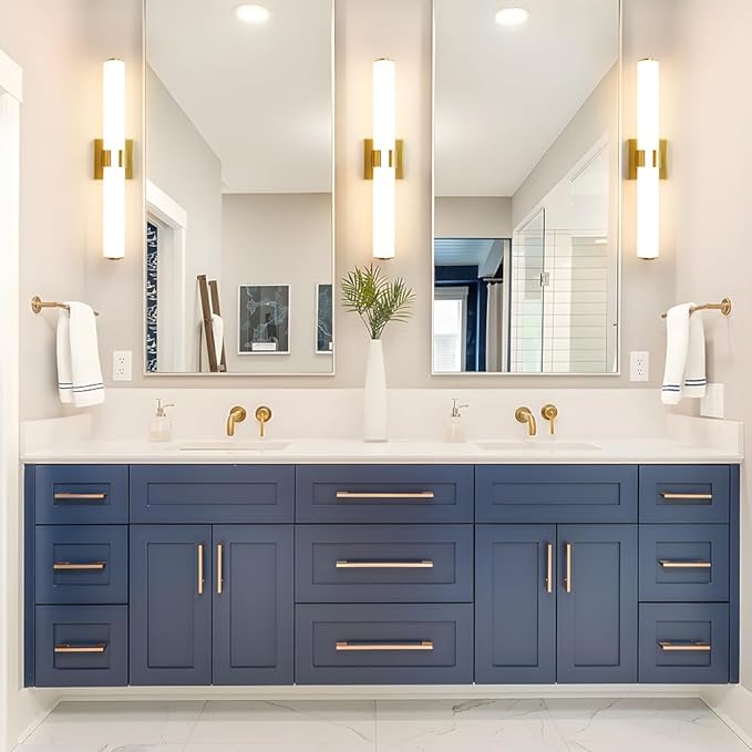 AIJIASI Bathroom Vanity Light Fixtures Over Mirror - 22.8 Inch Gold Bathroom Light Fixtures with Acrylic Shade 18W Dimmable 5CCT LED Vanity Light Modern Bathroom Sconces