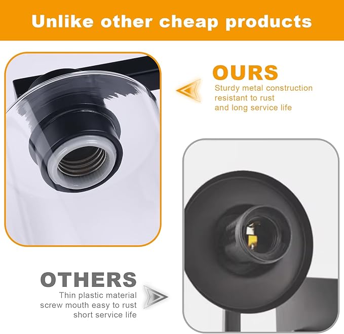 4 Light Bathroom Light Fixtures Black, 28" Vanity Lights Rust Proof Moisture-proof Easy to Clean with Clear Glass for Living Room Cabinet Bedroom Porch for Bathroom Lighting Fixtures over Mirror