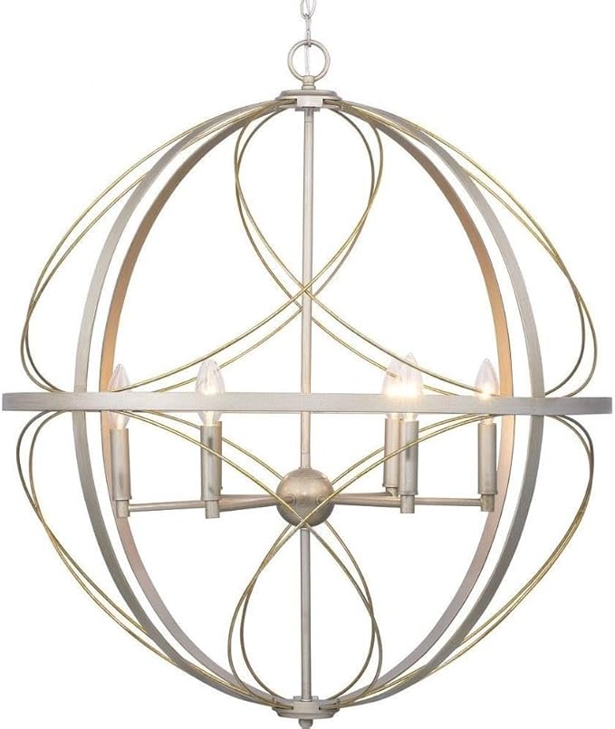 Progress Lighting Brandywine Collection 6-Light Farmhouse Sphere Pendant Light Silver Ridge