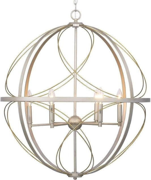 Progress Lighting Brandywine Collection 6-Light Farmhouse Sphere Pendant Light Silver Ridge