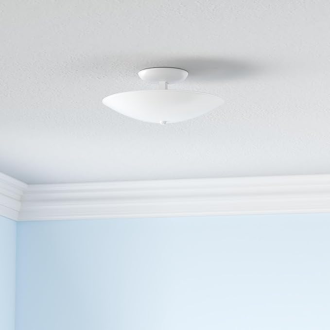 Progress Lighting 12" Round Glass 2-Light Close-to-Ceiling, Indoor, P4609-30, White