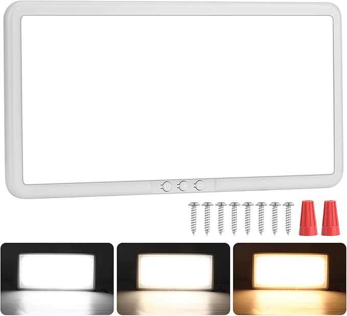 RVZONE RV Lights Interior 12V Super Size 16.1" x 8", 3 Color 360 LEDs Dimmable RV LED Lights Ceiling Dome Light 2200LM RV LED Fixture Warm Cold Natural Light for Car/RV/Trailer/Camper/Boat
